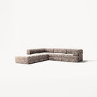LUNA - 4 Seat corner sofa with open end - Left - Chenille Jacquard Zebra Brown White