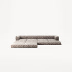 LUNA - 4 Seat corner sofa with open end - Left - Chenille Jacquard Zebra Brown White
