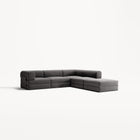 LUNA - 4 Seat corner sofa with open end - Right - Corduroy Charcoal