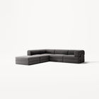 LUNA - 4 Seat corner sofa with open end - Left - Corduroy Charcoal