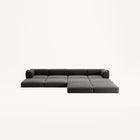 LUNA - 4 Seat corner sofa with open end - Right - Corduroy Charcoal