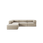 LUNA - 4 Seat corner sofa with open end - Left - Corduroy Off-White