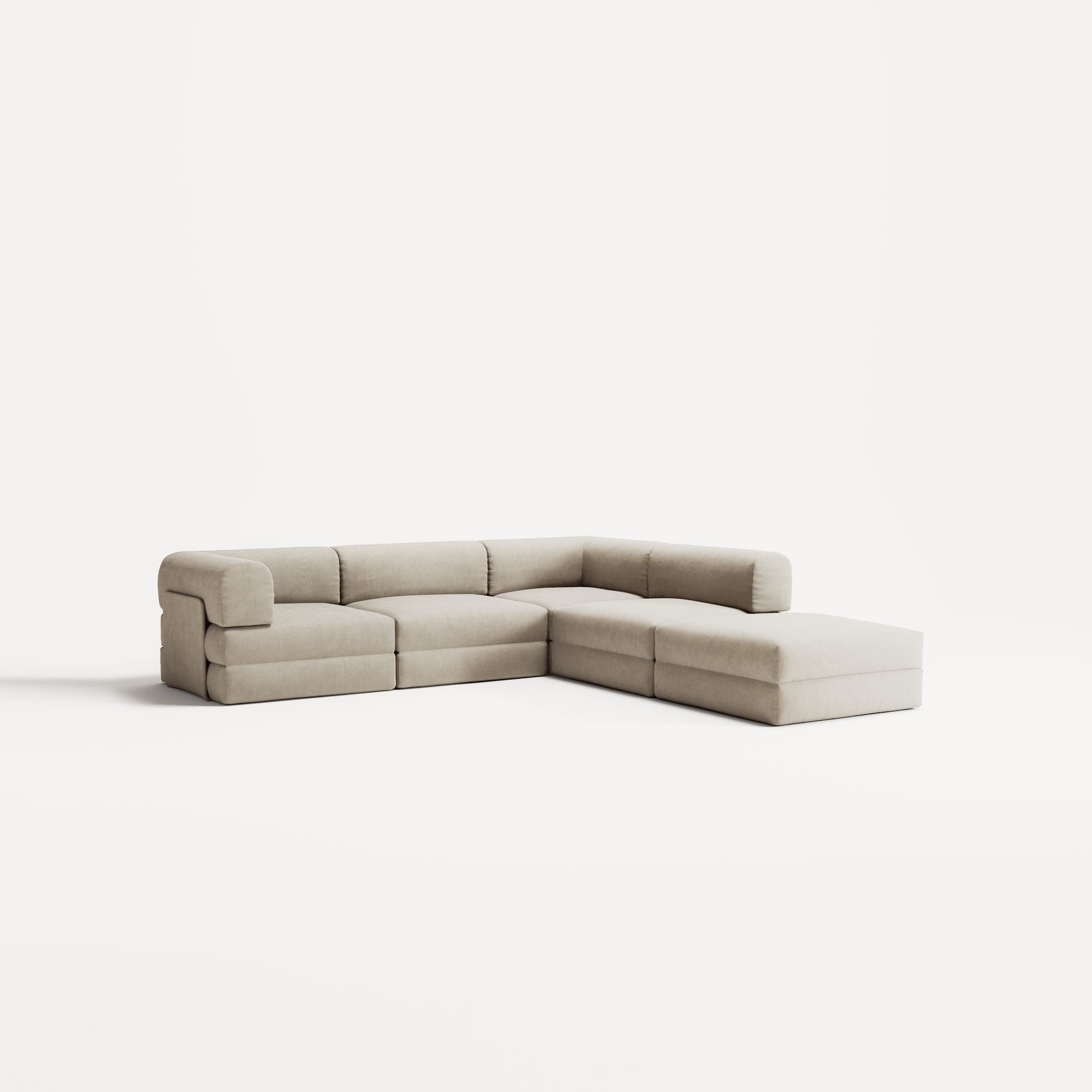 LUNA - 4 Seat corner sofa with open end - Right - Corduroy Off-White