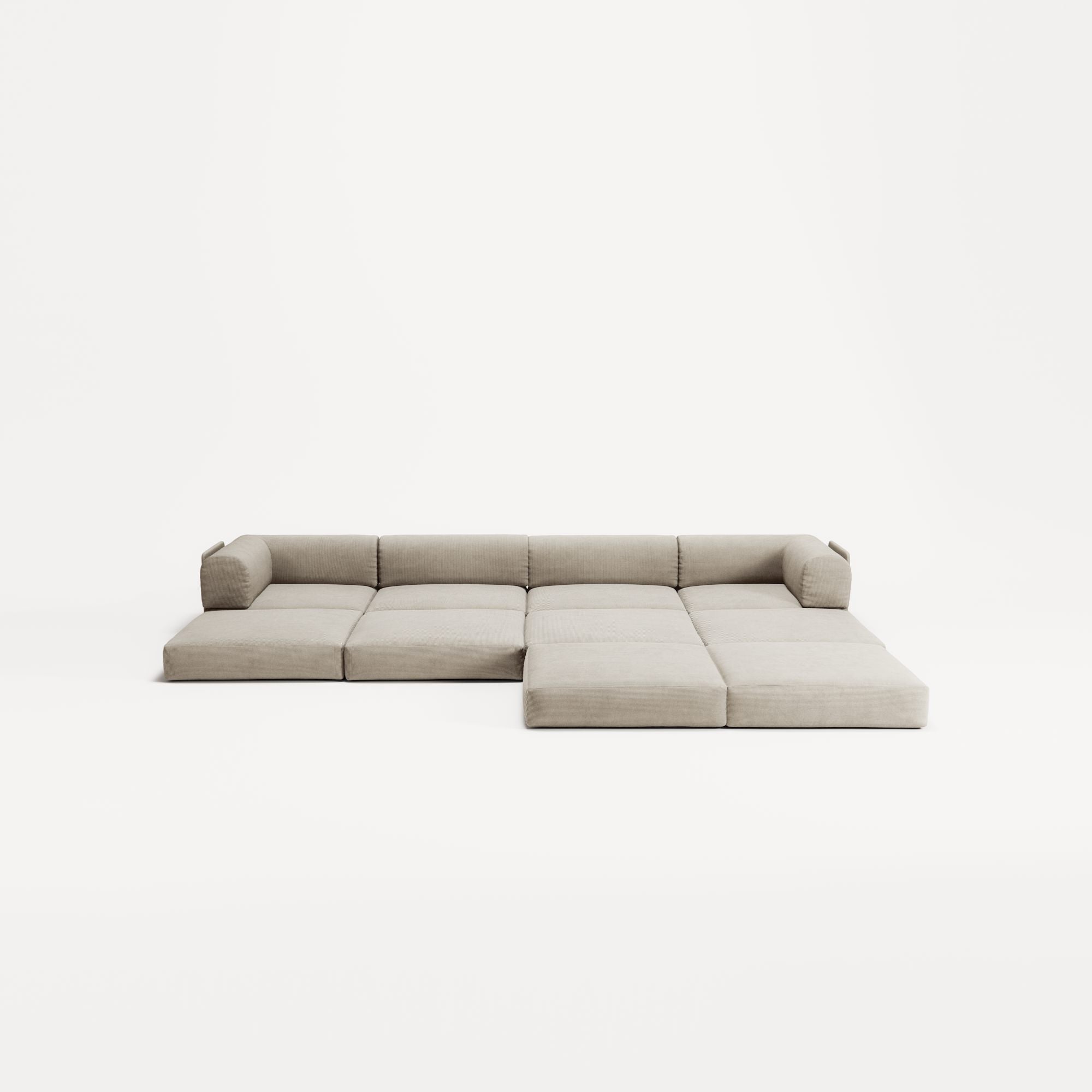 LUNA - 4 Seat corner sofa with open end - Right - Corduroy Off-White