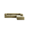 LUNA - 4 Seat corner sofa with open end - Right - Corduroy Lime