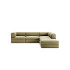 LUNA - 4 Seat corner sofa with open end - Right - Corduroy Lime