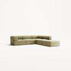 LUNA - 4 Seat corner sofa with open end - Right - Corduroy Lime