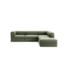 LUNA - 4 Seat corner sofa with open end - Right - Corduroy Moss Green