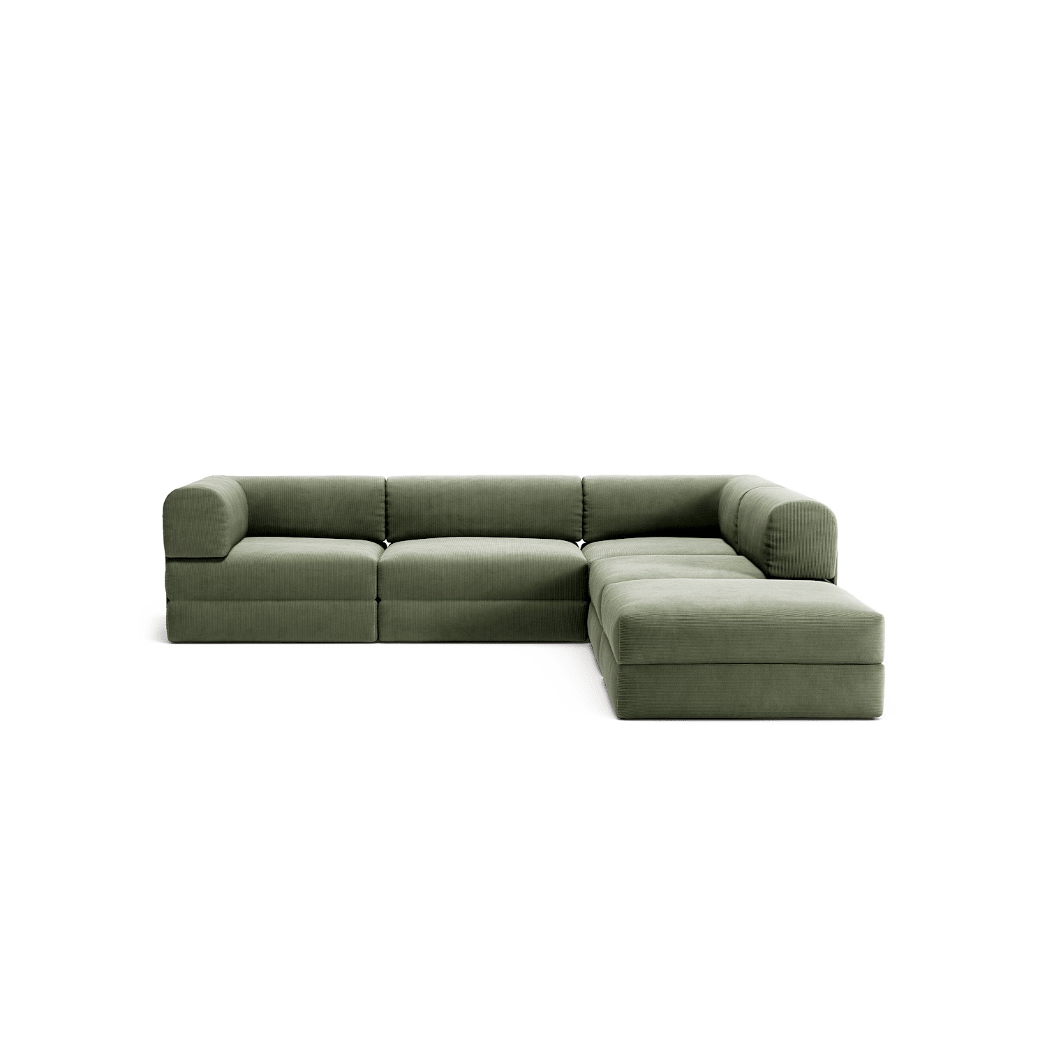 LUNA - 4 Seat corner sofa with open end - Right - Corduroy Moss Green