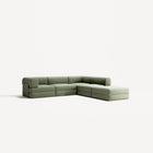 LUNA - 4 Seat corner sofa with open end - Right - Corduroy Moss Green