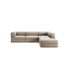 LUNA - 4 Seat corner sofa with open end - Right - Corduroy Pale Beige
