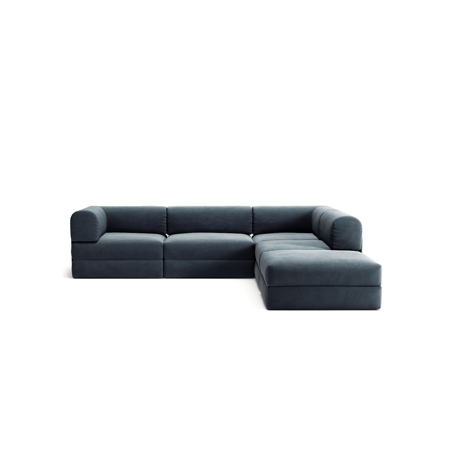 LUNA - 4 Seat corner sofa with open end - Right - Corduroy Dark Blue