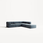 LUNA - 4 Seat corner sofa with open end - Right - Corduroy Dark Blue