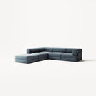 LUNA - 4 Seat corner sofa with open end - Left - Corduroy Dark Blue
