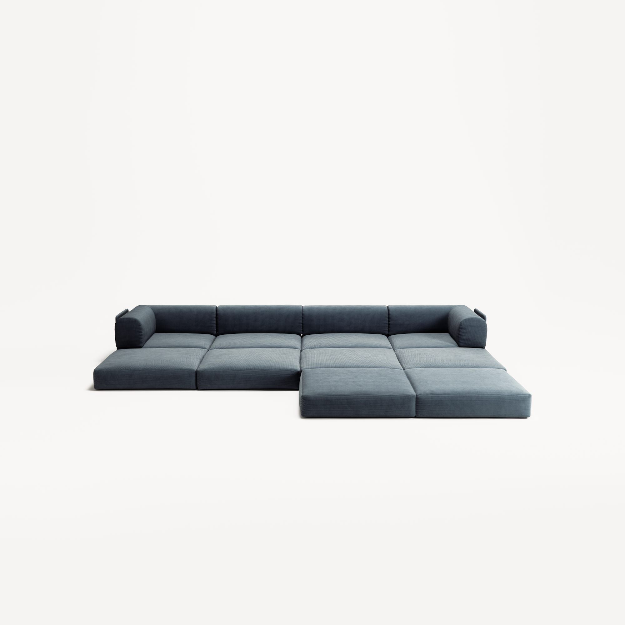 LUNA - 4 Seat corner sofa with open end - Right - Corduroy Dark Blue