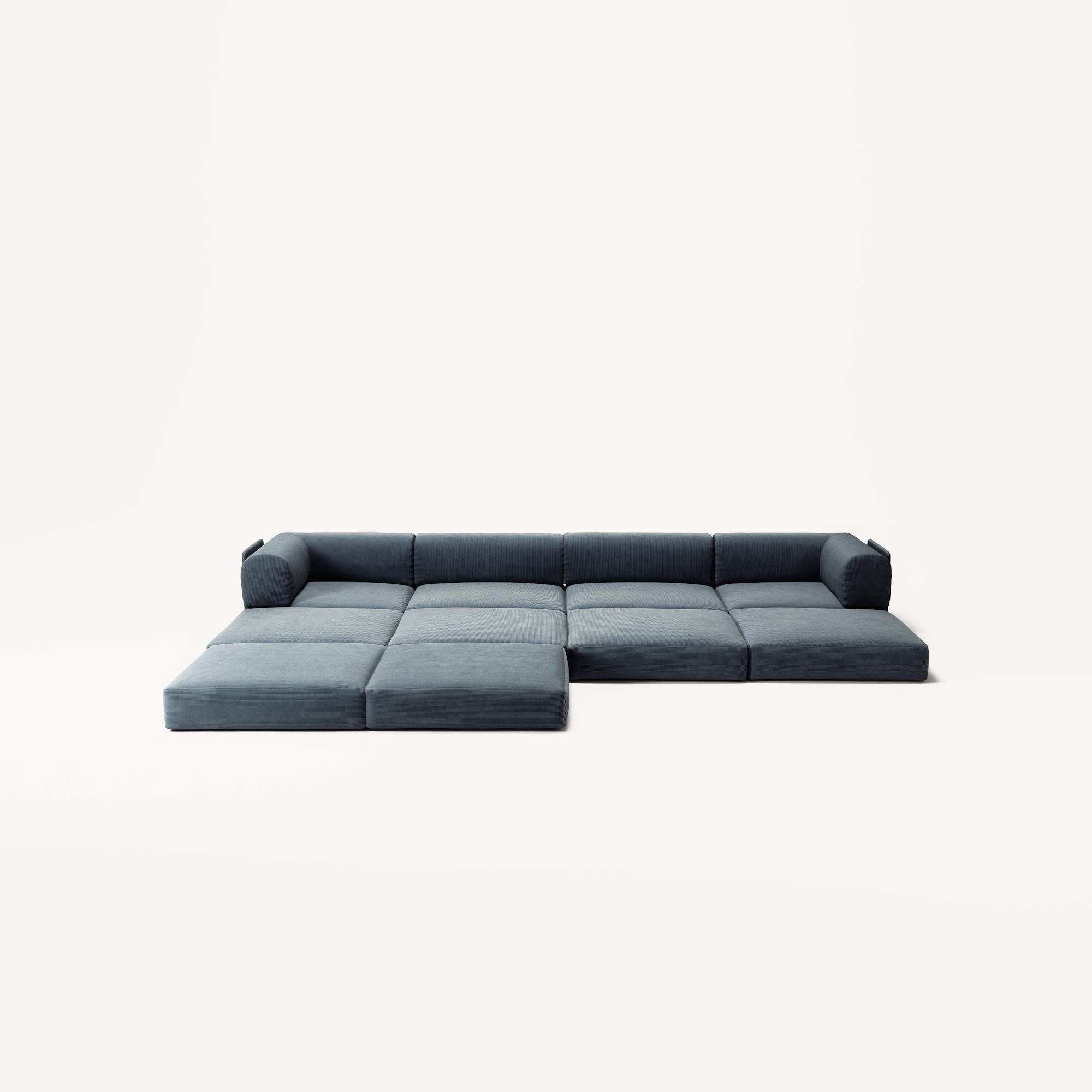 LUNA - 4 Seat corner sofa with open end - Left - Corduroy Dark Blue