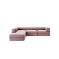 LUNA - 4 Seat corner sofa with open end - Left - Corduroy Soft Pink