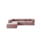 LUNA - 4 Seat corner sofa with open end - Left - Corduroy Soft Pink