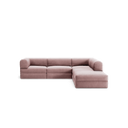 LUNA - 4 Seat corner sofa with open end - Right - Corduroy Soft Pink