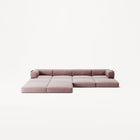 LUNA - 4 Seat corner sofa with open end - Left - Corduroy Soft Pink