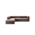 LUNA - 4 Seat corner sofa with open end - Left - Corduroy Warm Brown