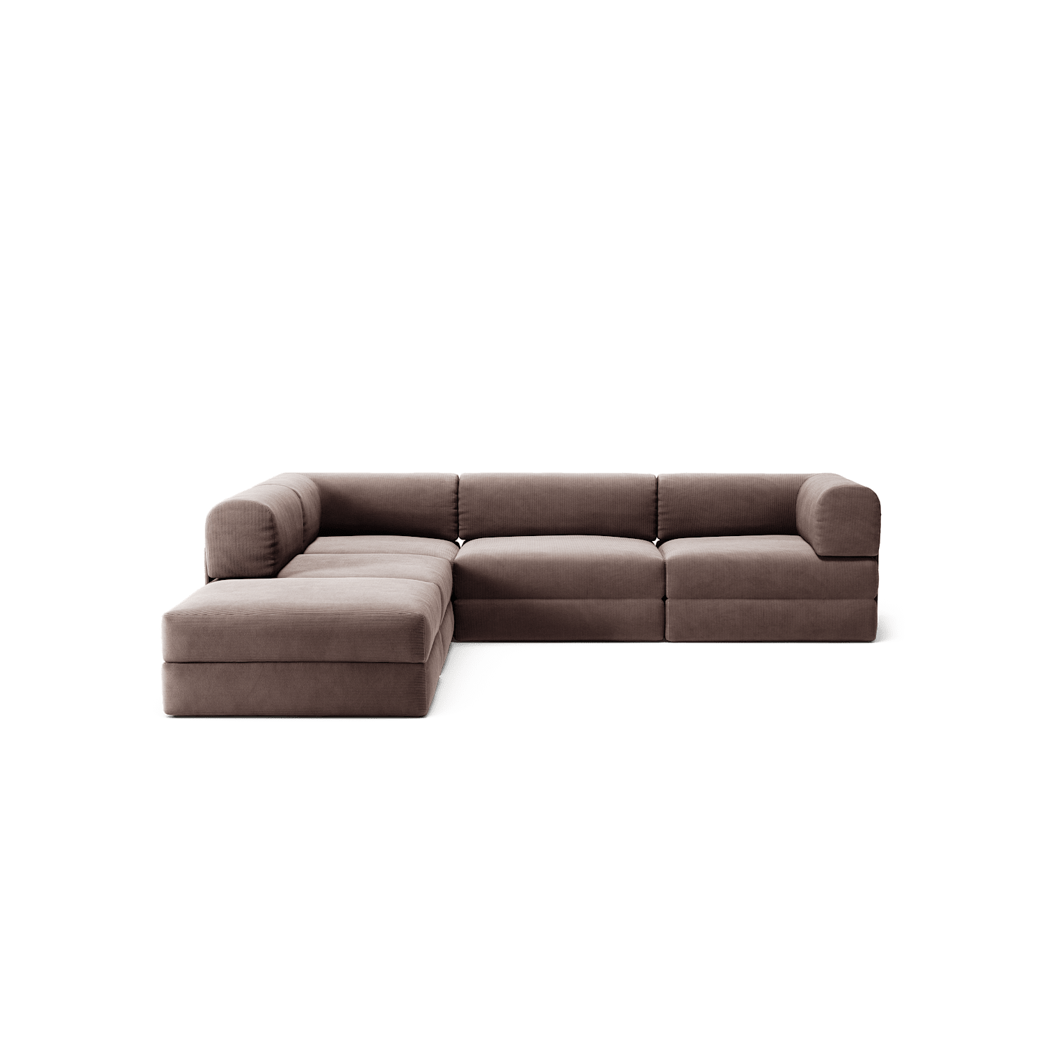 LUNA - 4 Seat corner sofa with open end - Left - Corduroy Warm Brown