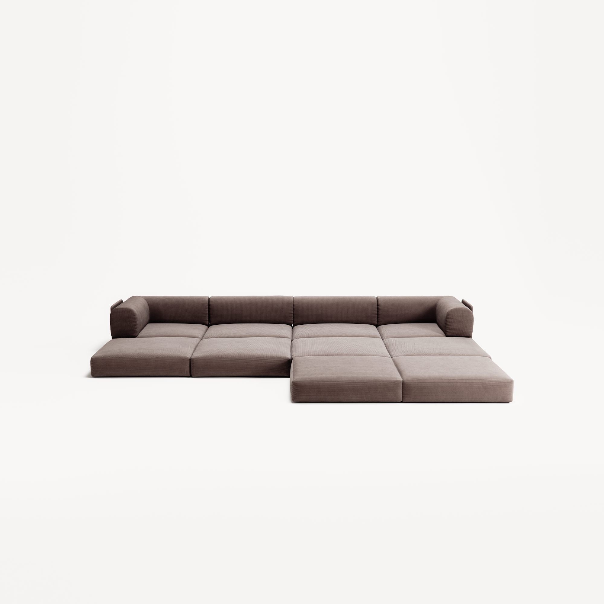 LUNA - 4 Seat corner sofa with open end - Right - Corduroy Warm Brown