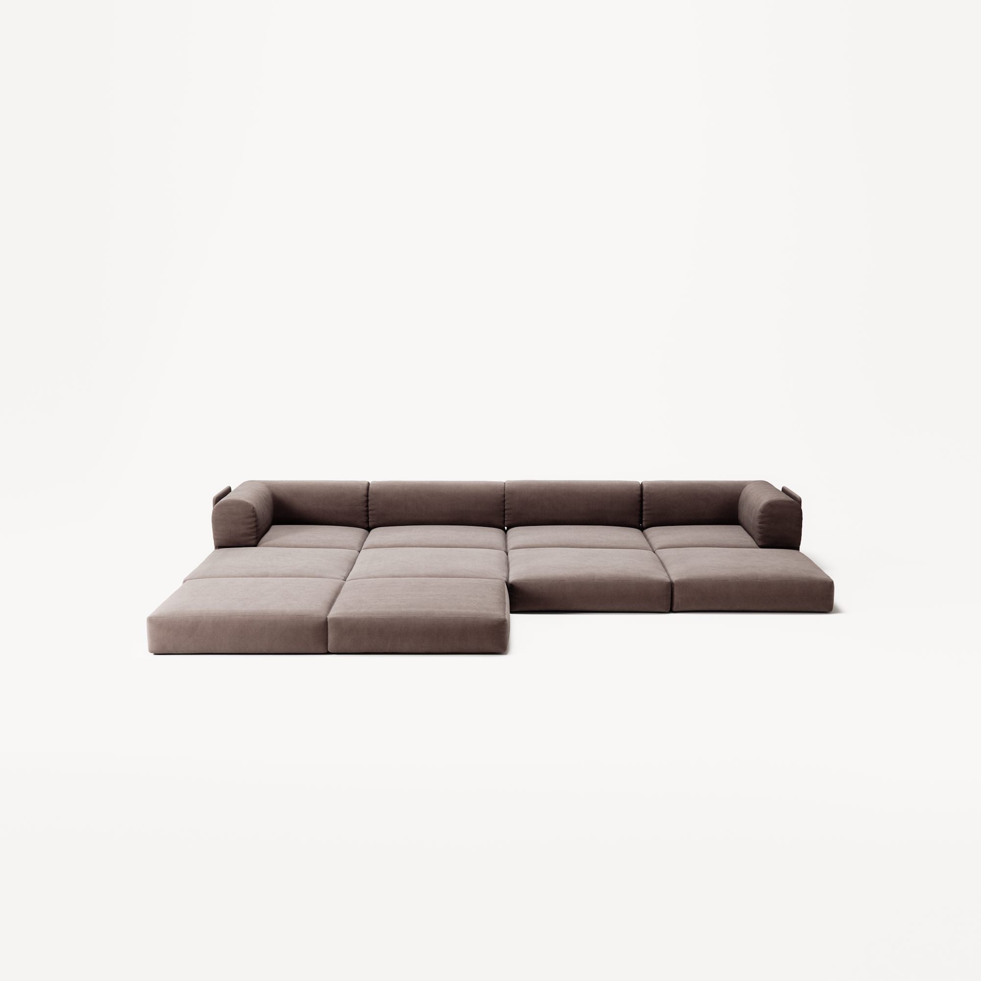 LUNA - 4 Seat corner sofa with open end - Left - Corduroy Warm Brown