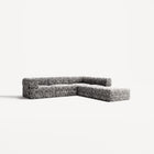 LUNA - 4 Seat corner sofa with open end - Right - Chenille Jacquard Zebra Black White