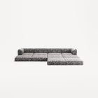 LUNA - 4 Seat corner sofa with open end - Right - Chenille Jacquard Zebra Black White