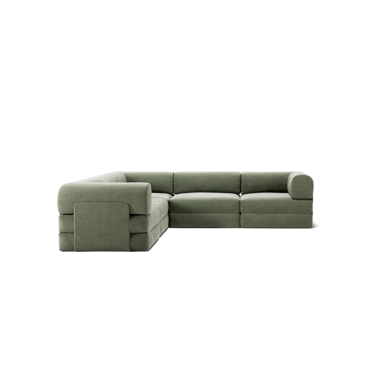 LUNA - 5 Seat corner sofa - Green corduroy