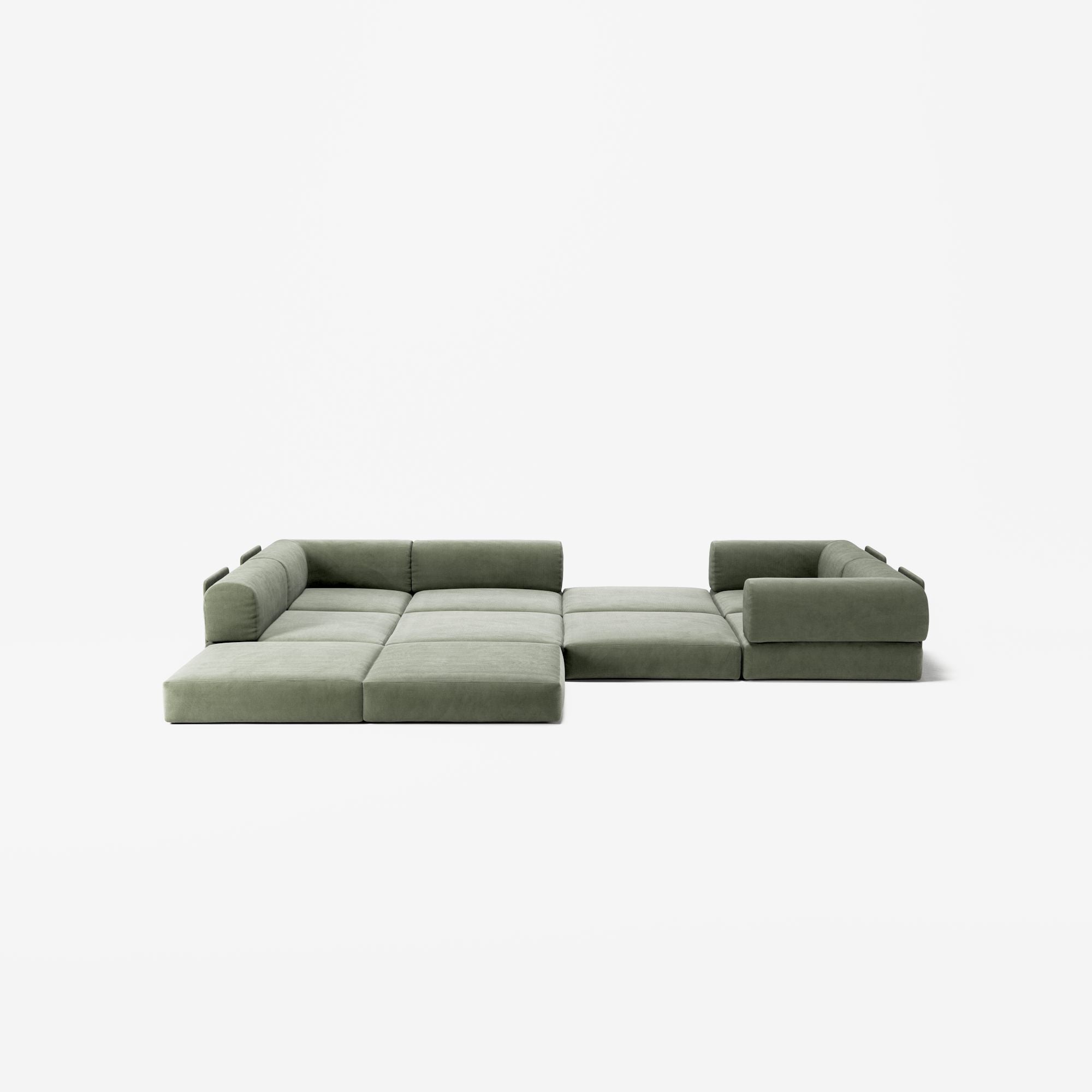 LUNA - 5 Seat corner sofa - Left - Corduroy Moss Green