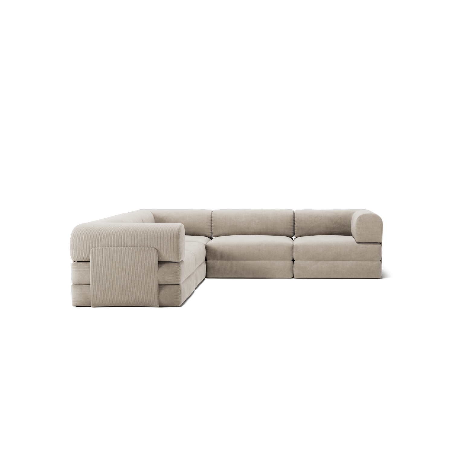 LUNA - 5 Seat corner sofa - Beige corduroy