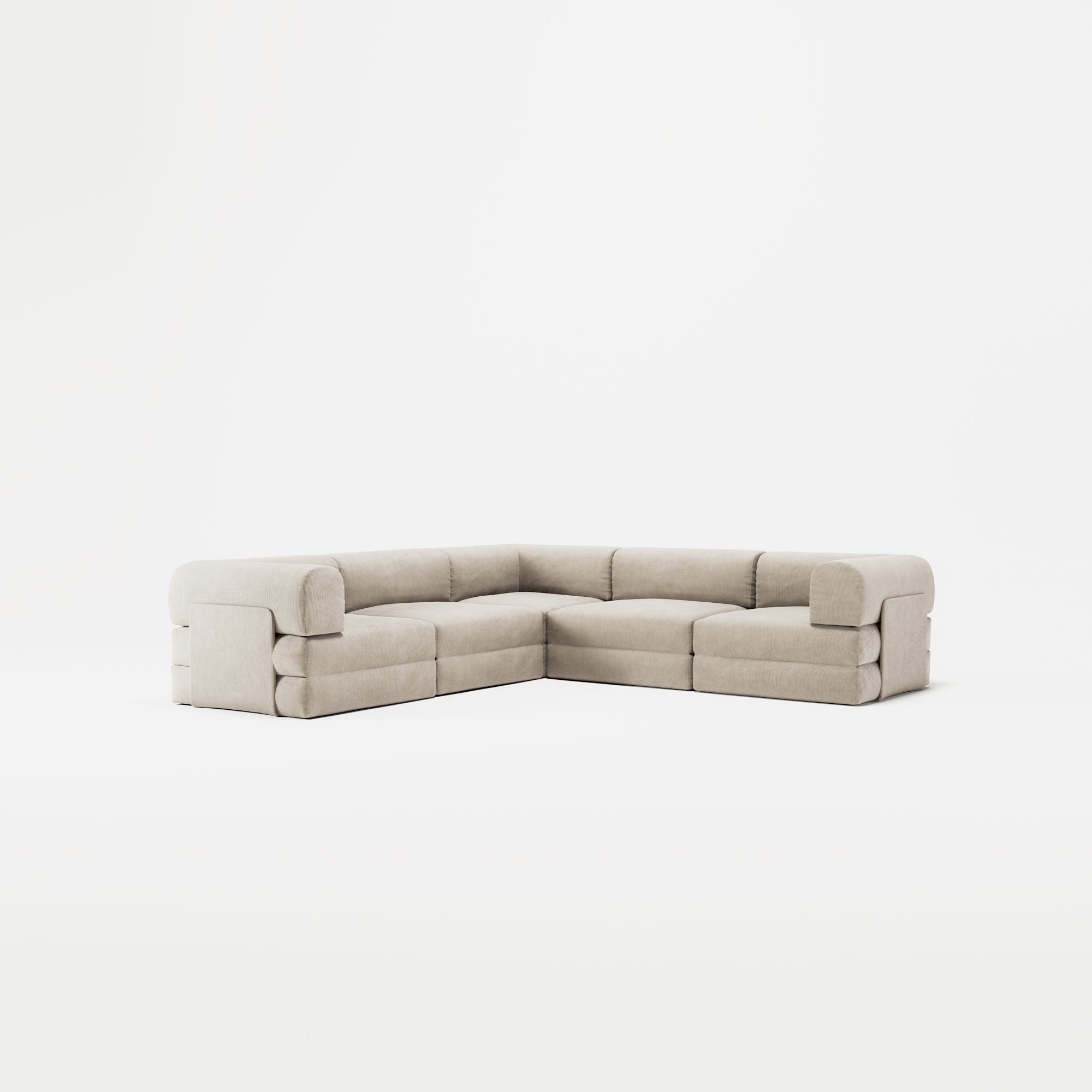 LUNA - 5 Seat corner sofa - Left - Corduroy Pale Beige