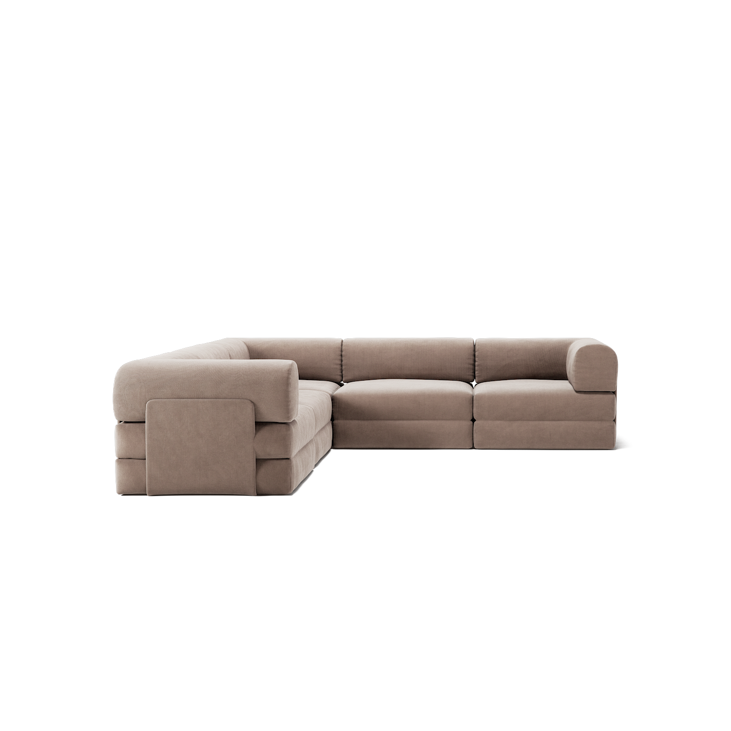 LUNA - 5 Seat corner sofa - Taupe corduroy