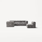 LUNA - 5 Seat corner sofa - Left - Chenille Jacquard Zebra Black White