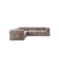 LUNA - 5 Seat corner sofa - Left - Chenille Jacquard Zebra Brown White