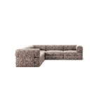 LUNA - 5 Seat corner sofa - Left - Chenille Jacquard Zebra Brown White