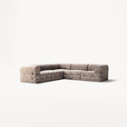 LUNA - 5 Seat corner sofa - Left - Chenille Jacquard Zebra Brown White