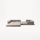 LUNA - 5 Seat corner sofa - Left - Chenille Jacquard Zebra Brown White