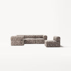 LUNA - 5 Seat corner sofa - Left - Chenille Jacquard Zebra Brown White
