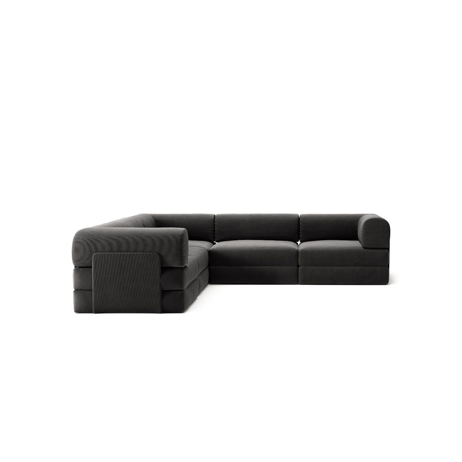 LUNA - 5 Seat corner sofa - Left - Corduroy Charcoal