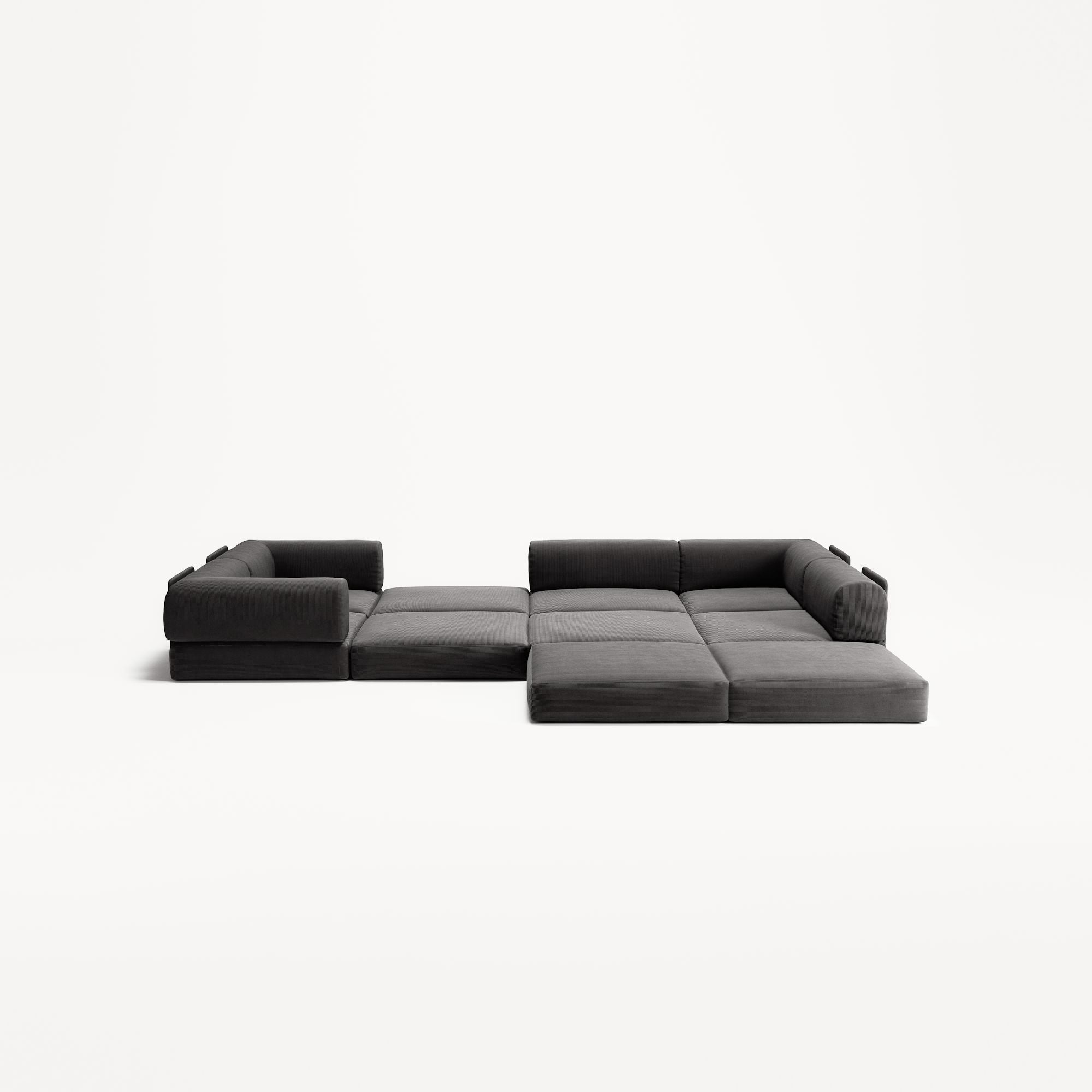LUNA - 5 Seat corner sofa - Right - Corduroy Charcoal