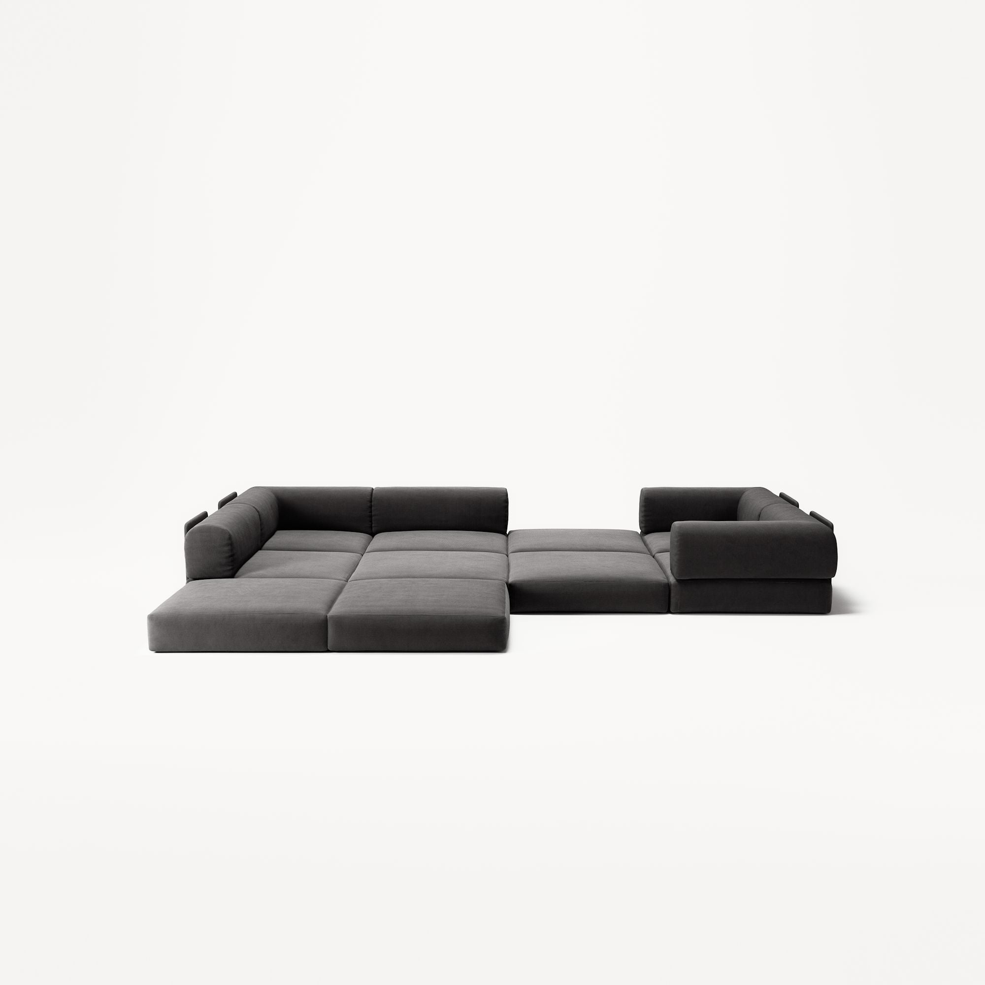 LUNA - 5 Seat corner sofa - Left - Corduroy Charcoal