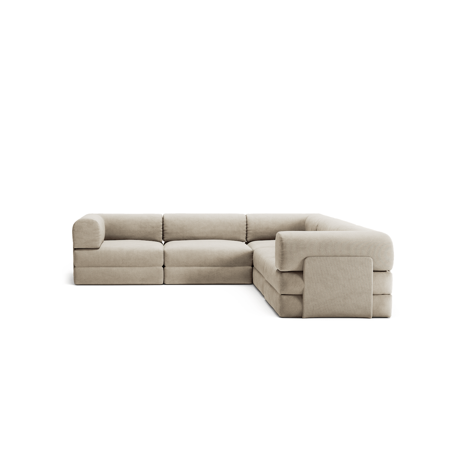LUNA - 5 Seat corner sofa - Right - Corduroy Off-White