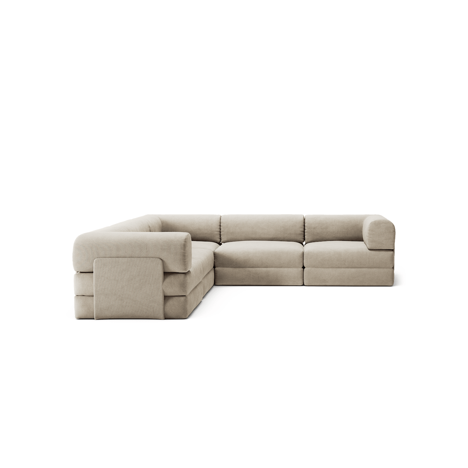 LUNA - 5 Seat corner sofa - Left - Corduroy Off-White