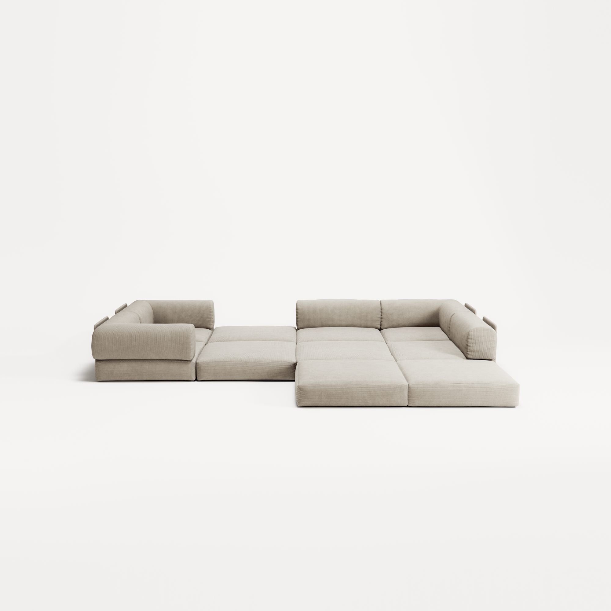 LUNA - 5 Seat corner sofa - Right - Corduroy Off-White