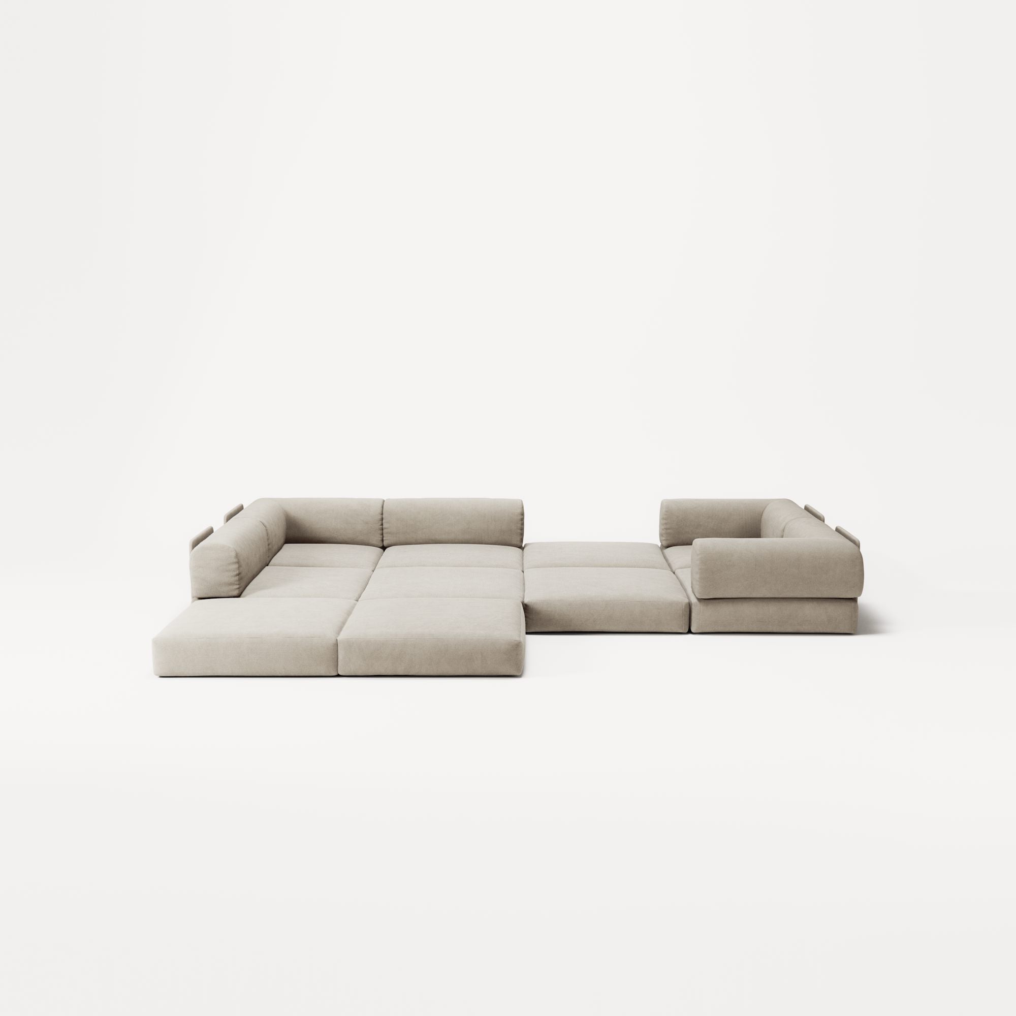 LUNA - 5 Seat corner sofa - Left - Corduroy Off-White