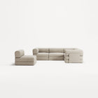 LUNA - 5 Seat corner sofa - Right - Corduroy Off-White