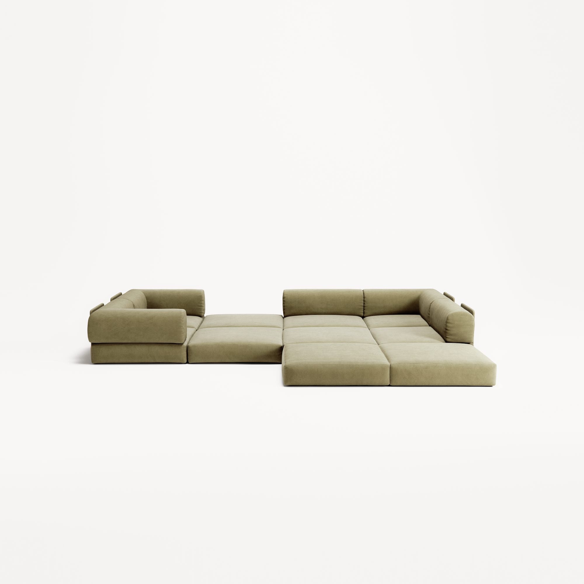 LUNA - 5 Seat corner sofa - Right - Corduroy Lime